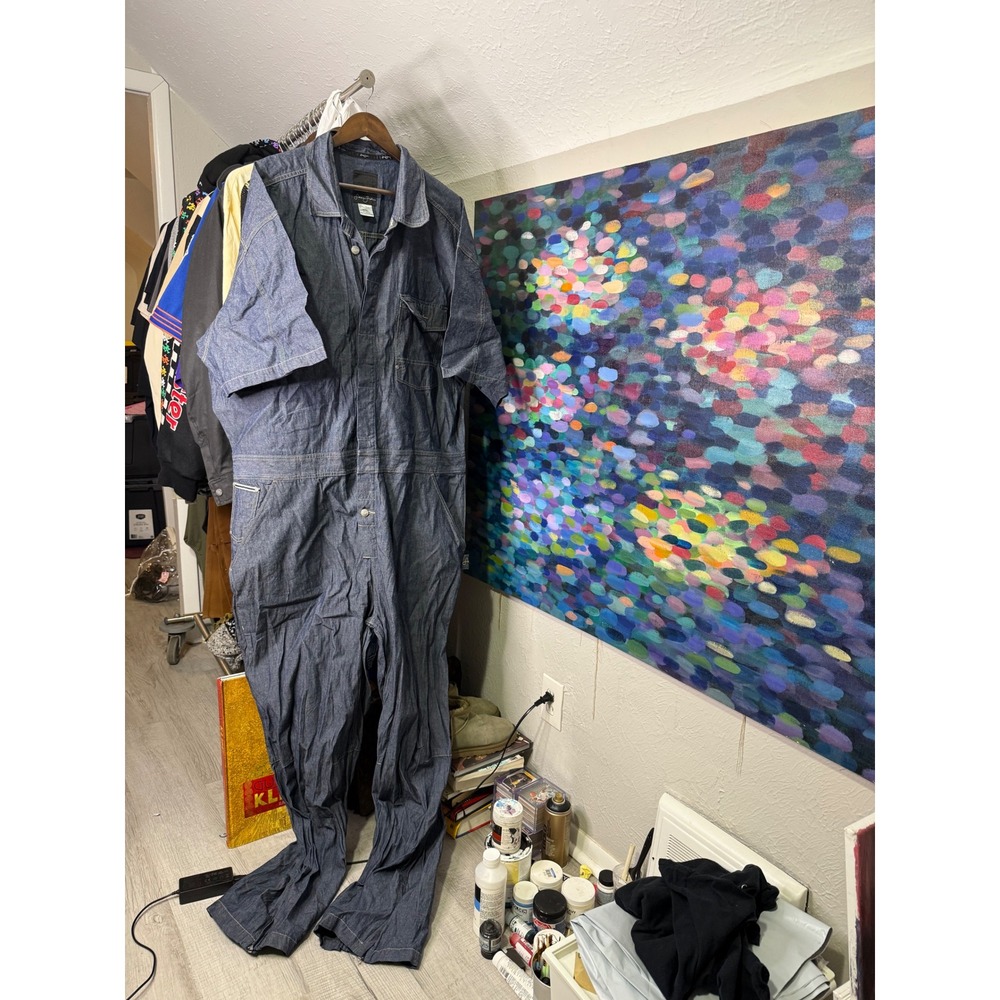 Sean John Mens Denim Short Sleeve Jumpsuit Overalls XXXL